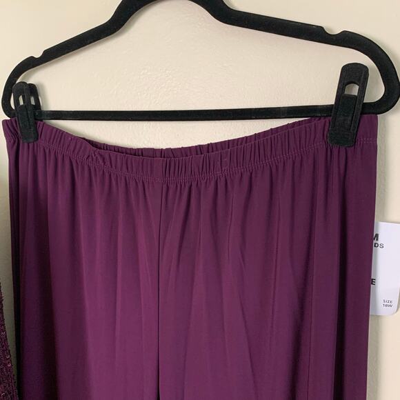 NEW R&M Richards Burgundy Wine Sequin Pant Suit Set Jacket Tank Pants Plus 18W - Picture 11 of 15